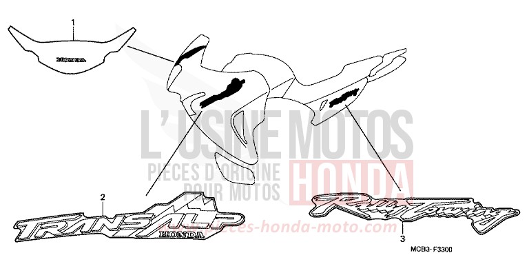 STRIPE/MARK for Transalp 650 CYNOS GRAY METALLIC (NH400) from 2000